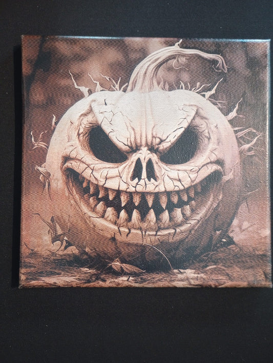 8" x 8" Halloween Scary Pumpkin